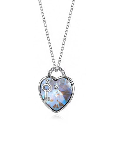JYXZ 053 (gradient white) 925 Sterling Silver Austrian Crystal Heart Classic Necklace