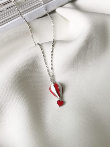925 Sterling Silver hot air balloon enamel Necklace
