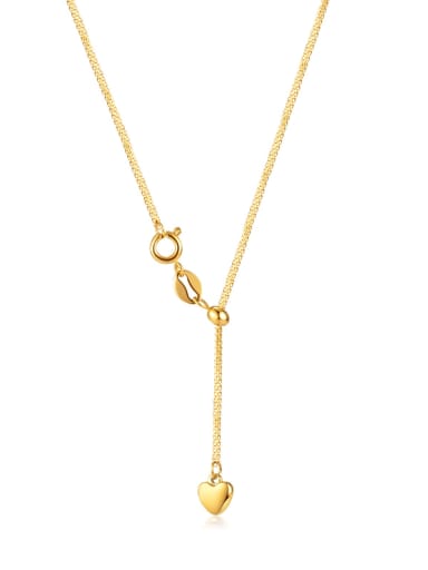[2177] gold Stainless steel Heart Minimalist Lariat Necklace
