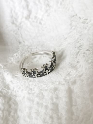 925 Sterling Silver Cross Minimalist Free Size Band Ring