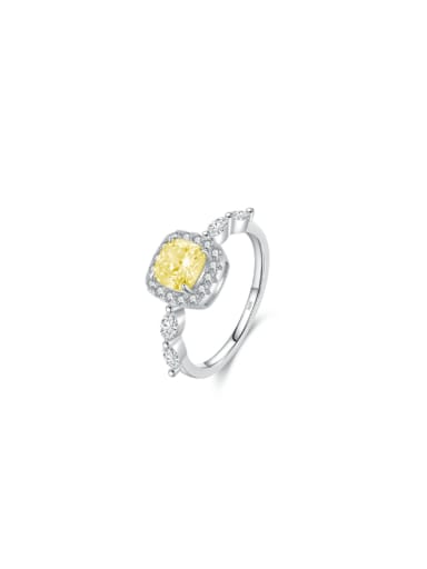 Yellow 925 Sterling Silver Cubic Zirconia Square Dainty Band Ring