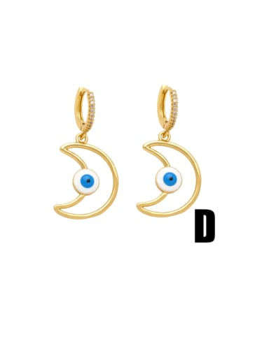 D Brass Enamel Evil Eye Minimalist Huggie Earring