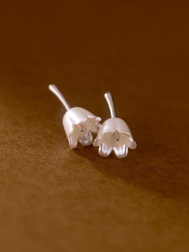 925 Sterling Silver Shell Flower Cute Stud Earring