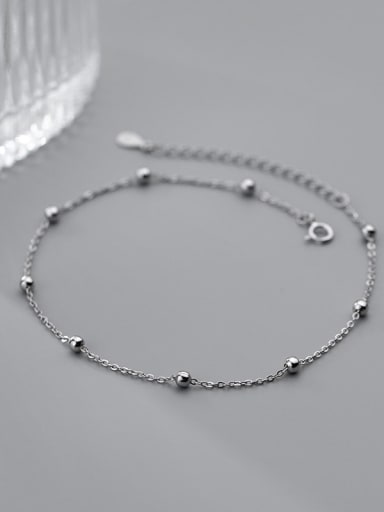 925 Sterling Silver  Round Minimalist Bead Anklet