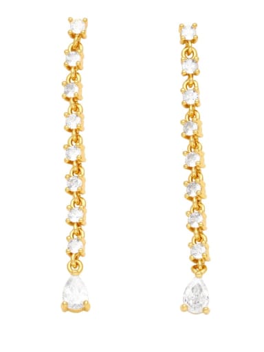 white Brass Cubic Zirconia Tassel Vintage Drop Earring