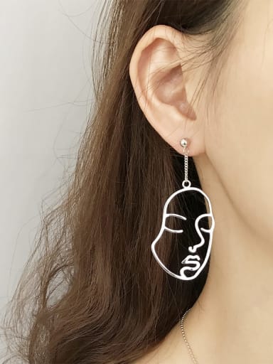 925 Sterling Silver Hollow  Geometric Minimalist Hook Earring