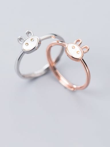 925 Sterling Silver  Cute  Fashion cute shell rabbit free size Ring