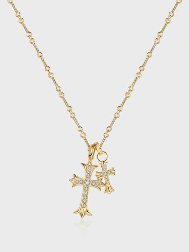 925 Sterling Silver Cubic Zirconia Cross Minimalist Regligious Necklace