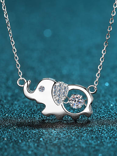 Sterling Silver Moissanite Elephant Dainty Necklace
