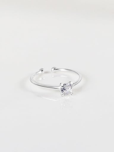 RS662 Square Diamond [Silver] 925 Sterling Silver Bowknot Cute Band Ring