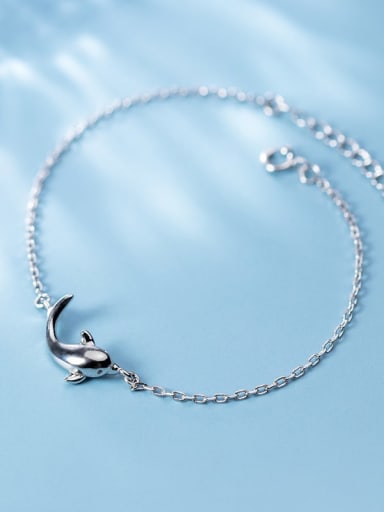 925 Sterling Silver Dolphin Minimalist Link Bracelet
