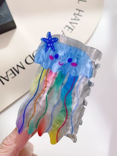 Jellyfish 8.4cm Acrylic Trend Geometric Alloy Multi Color Jaw Hair Claw