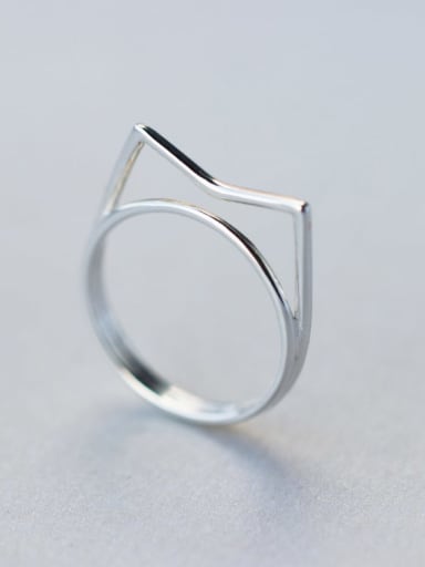 925 Sterling Silver Hollow  Geometric Minimalist Free Size Ring