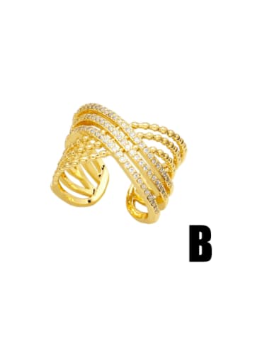 B Brass Cubic Zirconia Geometric Vintage Stackable Ring