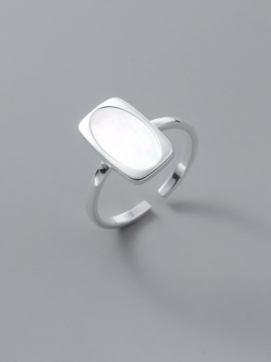 Silver 925 Sterling Silver Shell Geometric Minimalist Band Ring