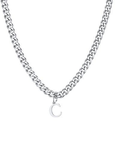 C Stainless steel Letter Hip Hop Hollow Chain Necklace