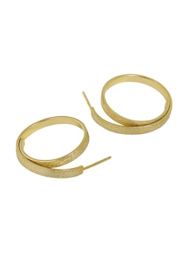 18K gold [with pure Tremella plug] 925 Sterling Silver Geometric Vintage Hoop Earring