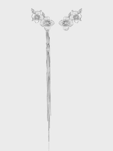 925 Sterling Silver Asymmetrical  Flower Vintage Drop Earring