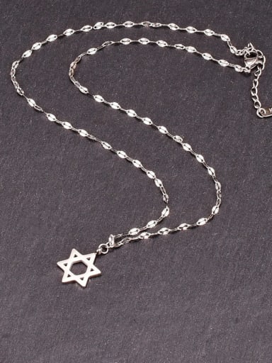 Titanium Steel  Minimalist  Hollow Five-Pointed Star Pendant Necklace