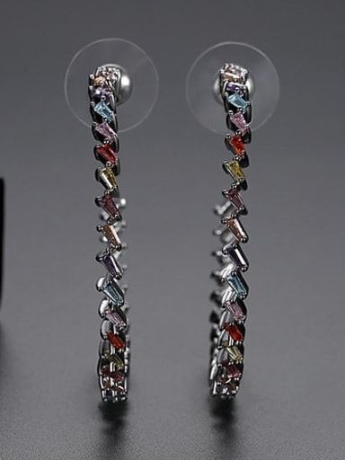 Color plating platinum Copper Cubic Zirconia Geometric Luxury Hoop Earring