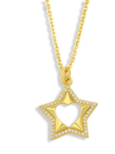 Peach heart Brass Cubic Zirconia Star Minimalist Necklace