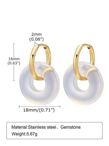 Stainless steel Natural Stone Geometric Minimalist Huggie Earring