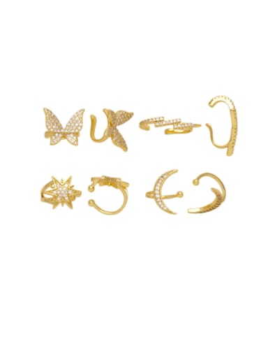 Brass Cubic Zirconia Star Hip Hop Clip Earring