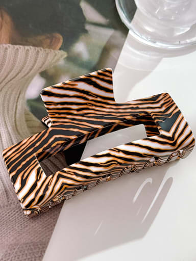 Coffee striped 10cm PVC Trend Geometric Alloy Multi Color Jaw Hair Claw