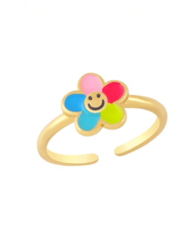 colour Brass Enamel Smiley Minimalist Band Ring