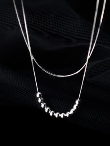 925 Sterling Silver Round Minimalist Multi Strand Necklace