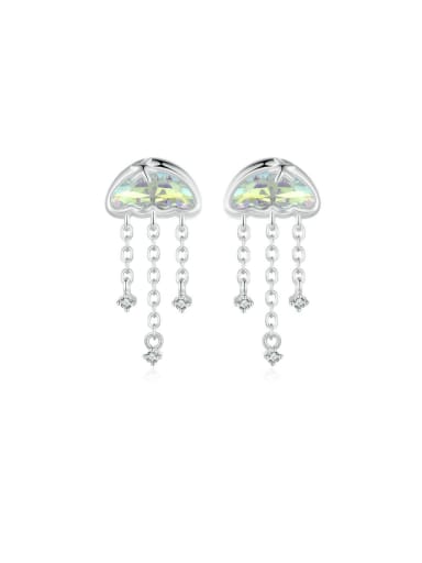 custom 925 Sterling Silver Tassel Symphony Jellyfish Stud Earrings