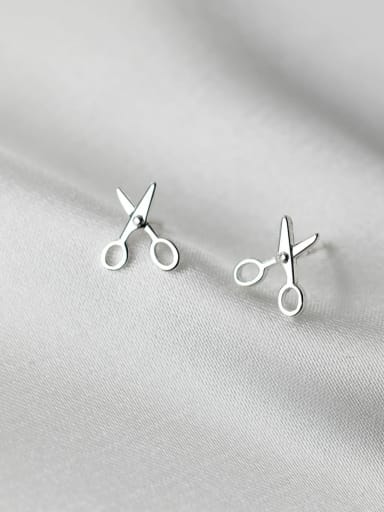 925 Sterling Silver Scissors Stud Earring