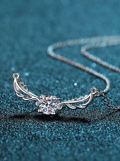 Sterling Silver Moissanite Wing Dainty Necklace