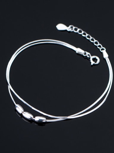 925 Sterling Silver Geometric Minimalist Strand Bracelet