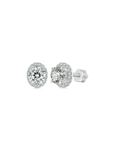 925 Sterling Silver Moissanite Round Dainty Stud Earring