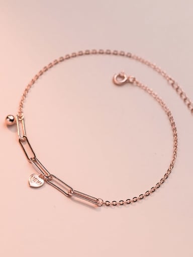 925 Sterling Silver Cubic Zirconia  Heart Minimalist Anklet