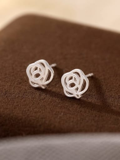ES2506 ? 99 Roses ? 999 Fine Silver Flower Cute Stud Earring