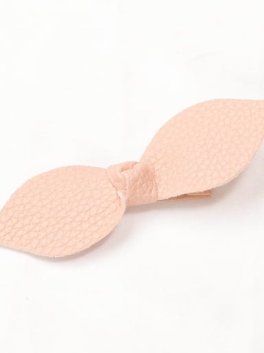 3 Anna pink litchi pattern small hairpin Alloy  Leather Cute Bowknot Multi Color Hair Barrette