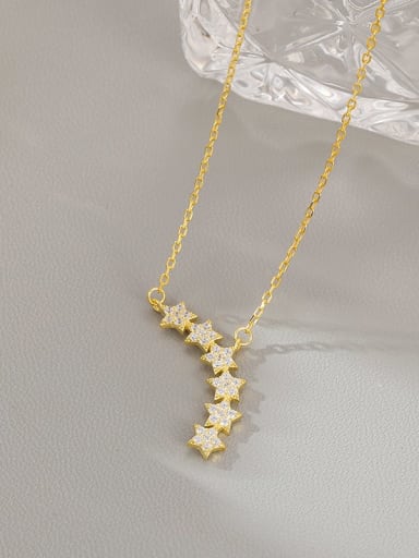 NS977 gold 925 Sterling Silver Cubic Zirconia Pentagram Dainty Necklace
