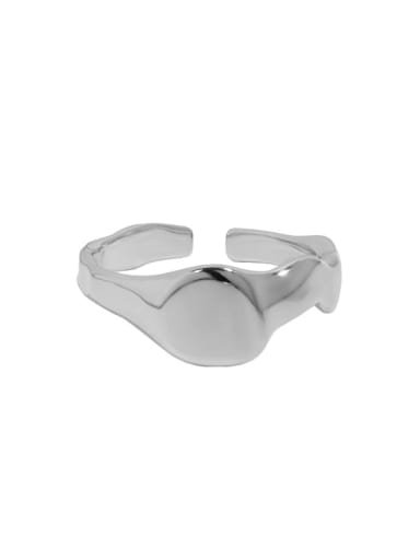 White gold [No. 13 adjustable] 925 Sterling Silver Geometric Minimalist Band Ring