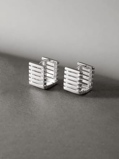 925 Sterling Silver Hollow  Square Minimalist Stud Earring