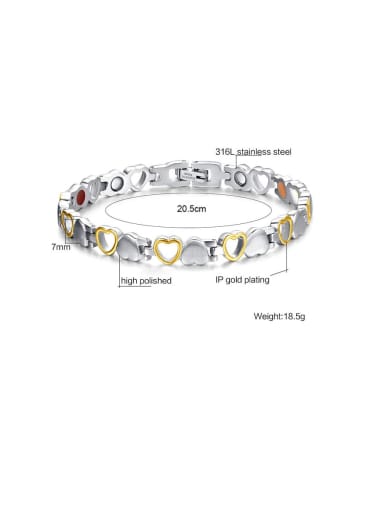 Stainless Steel With Gun Plated Simplistic Hollow Heart Bracelets