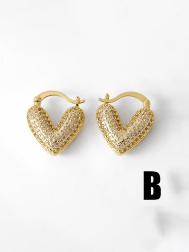 B Brass Cubic Zirconia Heart Trend Cluster Earring