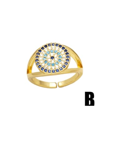 B Brass Cubic Zirconia Evil Eye Trend Band Ring