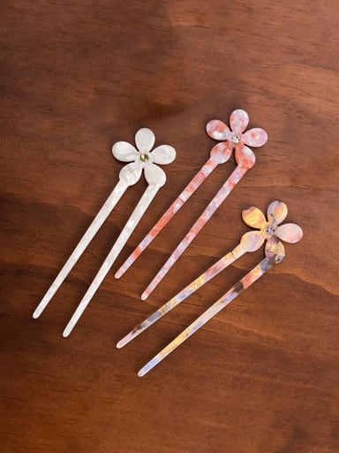 custom Cellulose Acetate Minimalist Flower Multi Color Bun Hair Hairpin