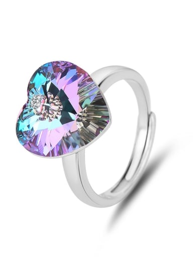 925 Sterling Silver Austrian Crystal Heart Classic Ring