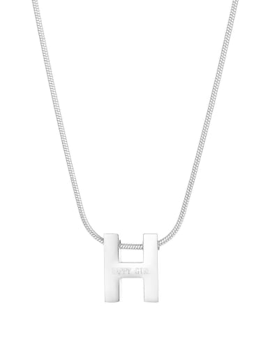 Titanium Steel  Minimalist Letter H Pendant  Necklace