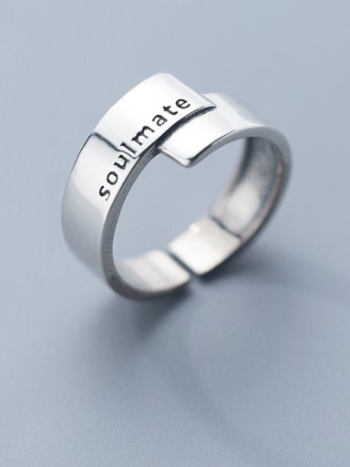 925 Sterling Silver width  Letter Minimalist free size Ring