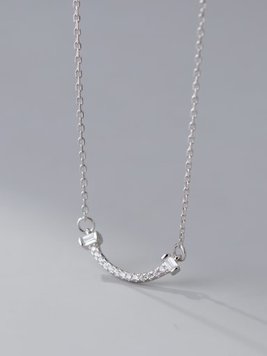 925 Sterling Silver Cubic Zirconia Smiley Minimalist Necklace