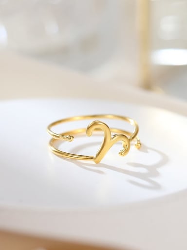 RS1048 [Aries Gold] 925 Sterling Silver Constellation Dainty Band Ring